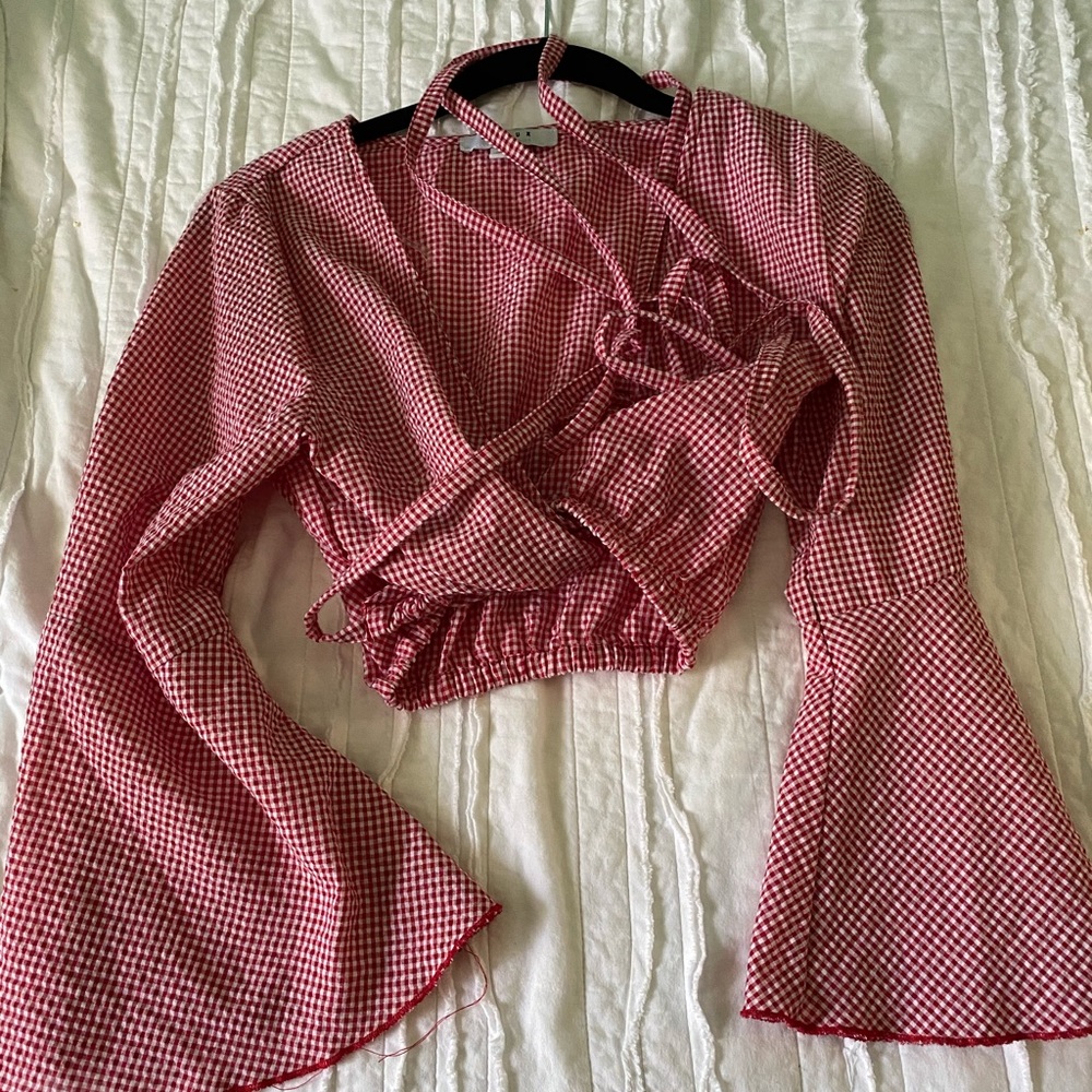 Red gingham crop top